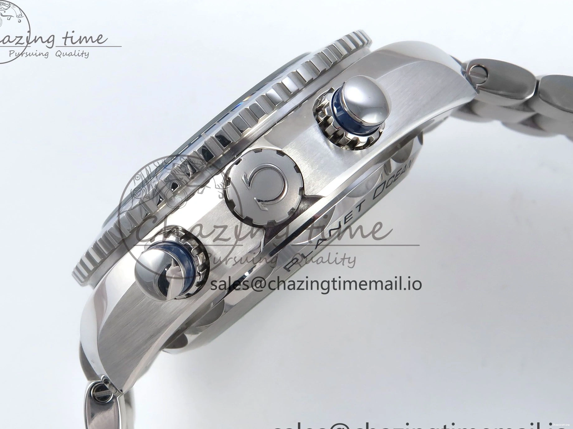 0117 Planet Ocean Master Chronometer 600M 45.5mm SS SCF 1:1 Best Edition Blue Bezel Blue Dial on SS Bracelet A9900 Super Clone Lightweight 7676